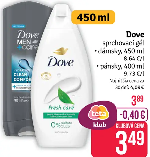 Dove sprchovací gél dámsky pánsky