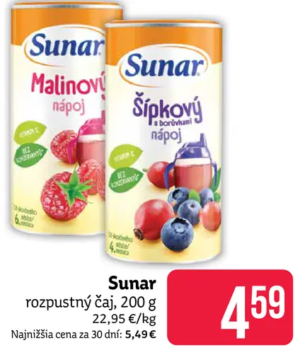 Sunar Rozpustný nápoj malinový