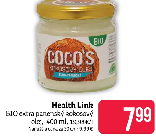 Health Link BIO kokosový olej panenský