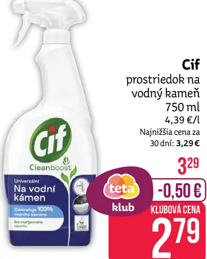Cif prostriedok na vodný kameň