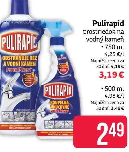 Pulirapid prostriedok na vodný kameň