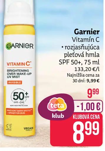 Garnier Vitamin C rozjasňujúca ochranná hmla