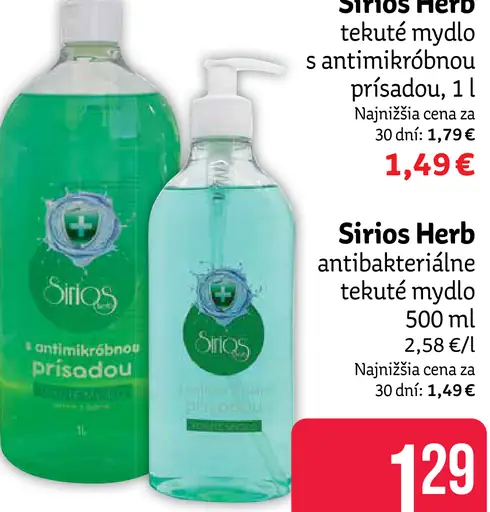 Sirios Herb antibakteriálne tekuté mydlo