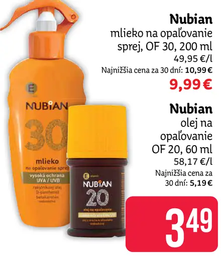 Nubian mlieko na opaľovanie sprej OF 30