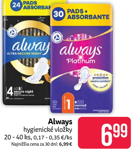 Always hygienické vložky