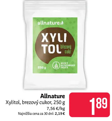Allnature Xylitol brezový cukor