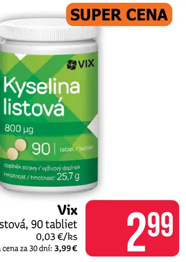 Vix Kyselina listová 90 tabliet