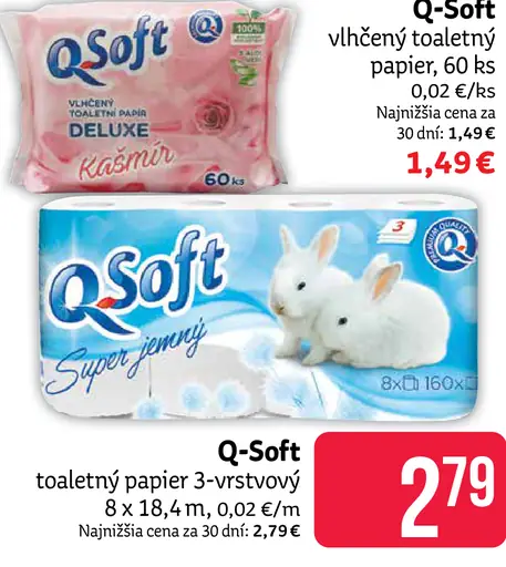 Q-Soft vlhčený toaletný papier
