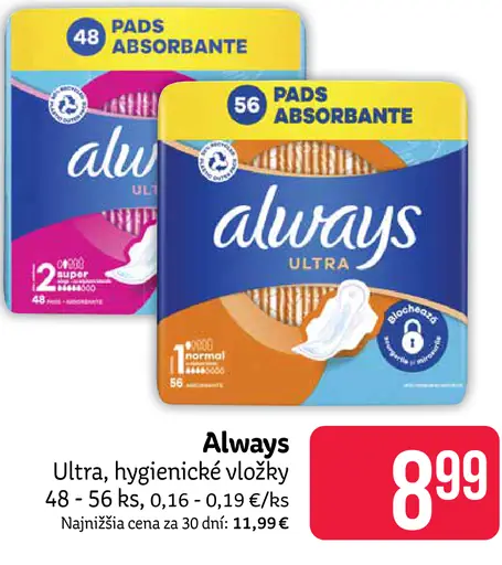 Always Ultra, hygienické vložky