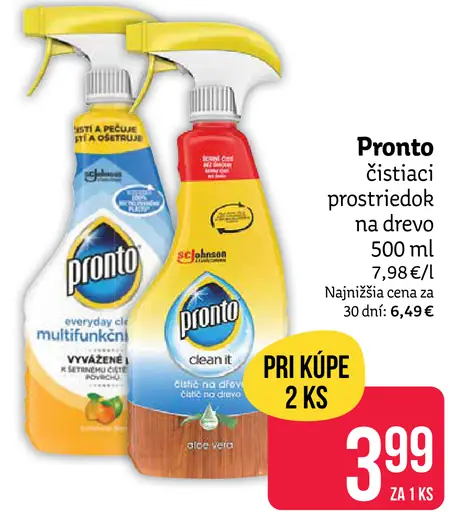 Pronto čistiaci prostriedok na drevo