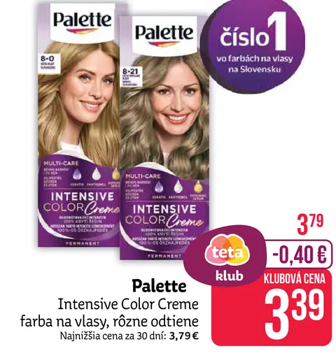 Palette Intensive Color Creme farba na vlasy nugát 6-65