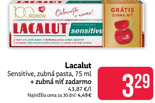 Lacalut Sensitive zubná pasta + zubná kefka