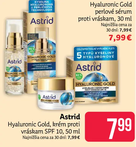 Astrid Hyaluronic Gold krém proti vráskam SPF 10