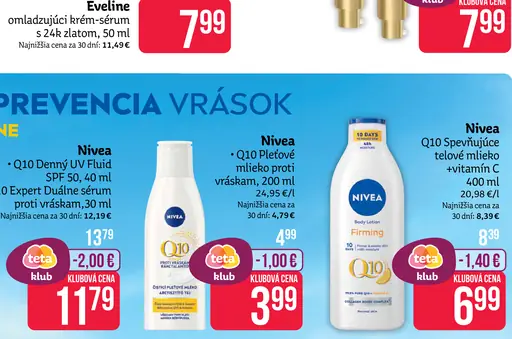 Nivea Q10 Pleťové mlieko proti vráskam