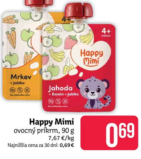 Happy Mimi BIO ovocný príkrm mrkva