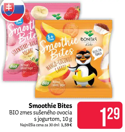Smoothie Bites BIO zmes sušeného ovocia s jogurtom