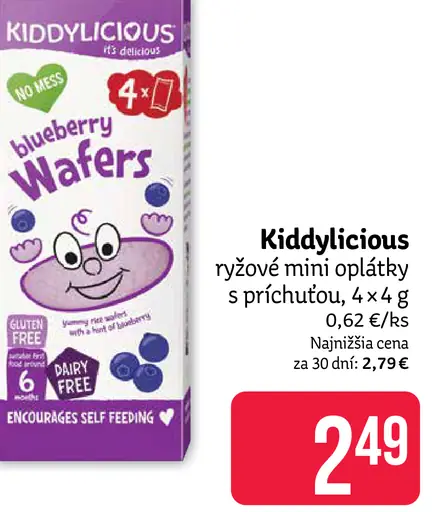 Kiddylicious ryžové mini oplátky s príchuťou