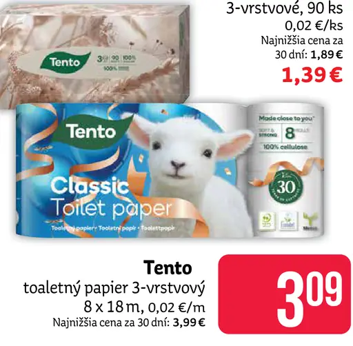 Tento toaletný papier 3-vrstvový