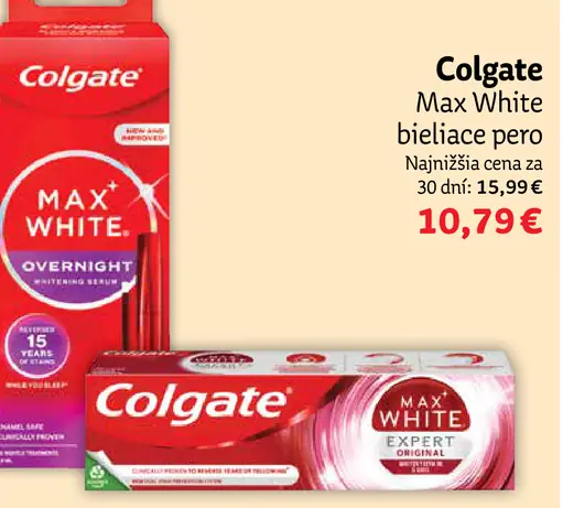 Colgate Max White bieliace pero