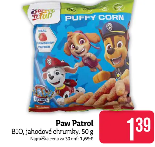 Paw Patrol BIO, jahodové chrumky