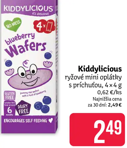 Kiddylicious ryžové mini oplátky s príchuťou