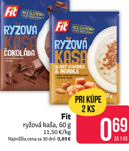 Fit ryžová kaša čokoládová