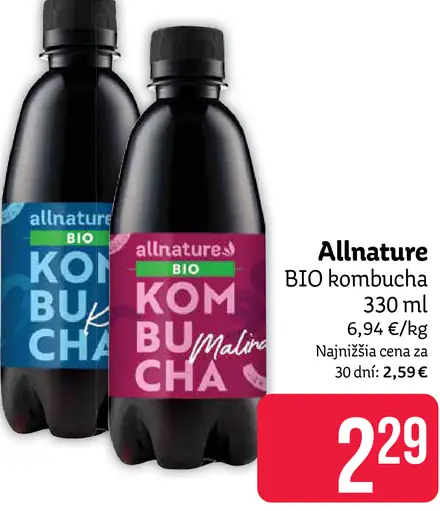 Allnature BIO kombucha čierna/malinová