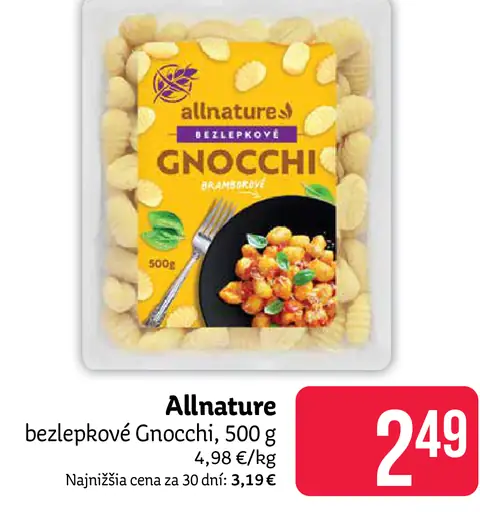 Allnature bezlepkové Gnocchi