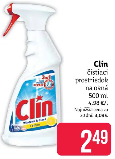 Clin čistiaci prostriedok na okná