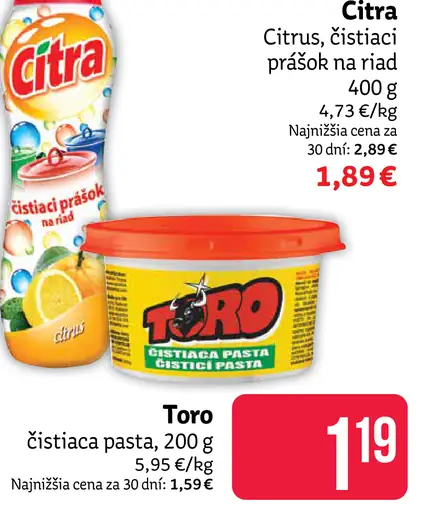 Citra Citrus, čistiaci prášok na riad