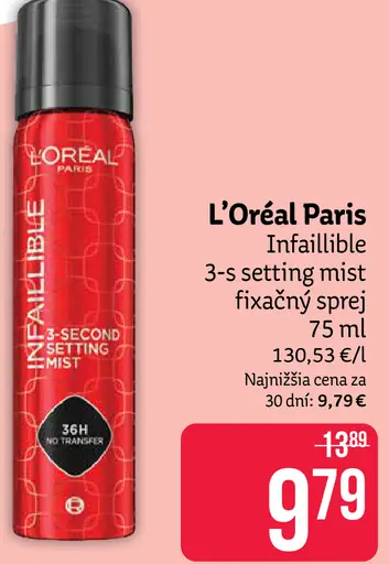 L'Oréal Paris Infaillible 3-s-setting mist fixačný sprej