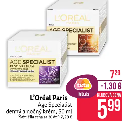 L'Oréal Paris Age Specialist 55 +, nočný krém
