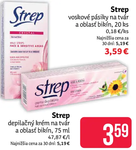 Strep voskové pásiky na tvár a oblasť bikín
