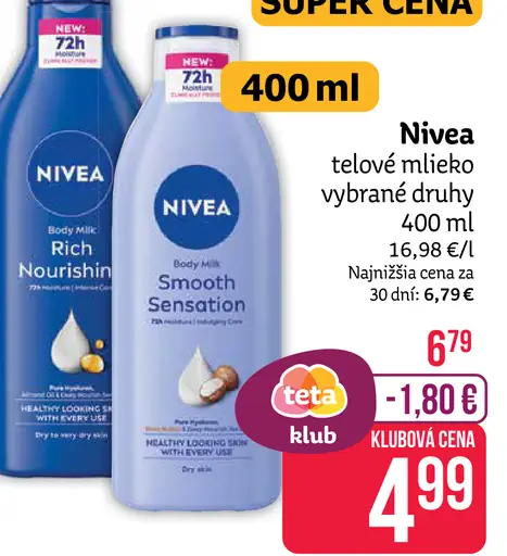 Nivea telové mlieko vybrané druhy