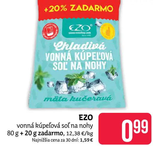 EZO mäta kužeľová chladivá vonná soľ do kúpeľa na nohy
