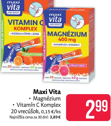Maxi Vita Magnézium + B Komplex + Vitamín C