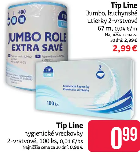 Tip Line hygienické vreckovky