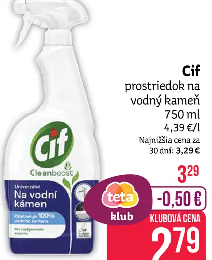 Cif prostriedok na vodný kameň