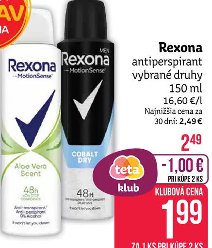 Rexona antiperspirant vybrané druhy