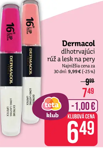 Dermacol dlhotrvajúci rúž a lesk na pery