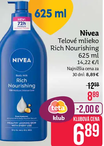 Nivea telové mlieko Rich Nourishing