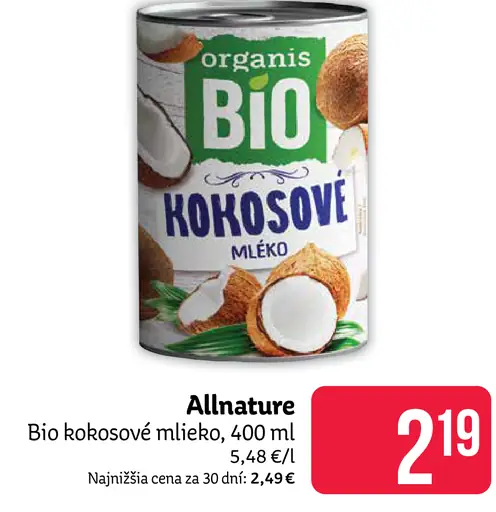 Allnature Bio kokosové mlieko