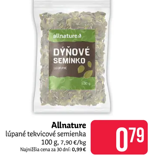 Allnature lúpané tekvicové semienka