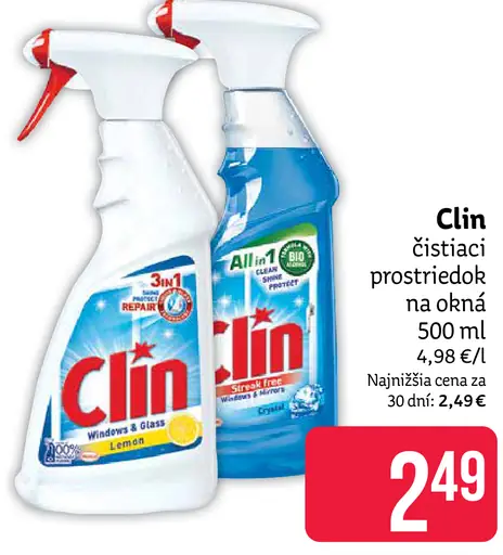 Clin čistiaci prostriedok na okná