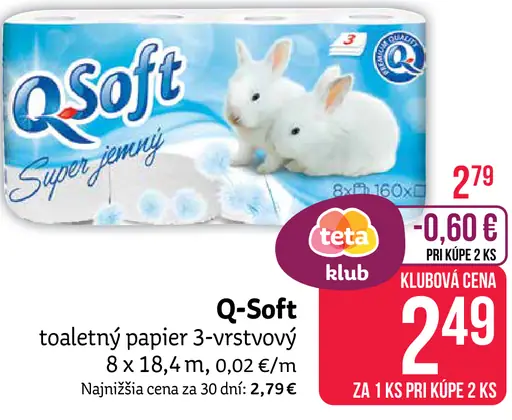Q-Soft toaletný papier 3-vrstvový