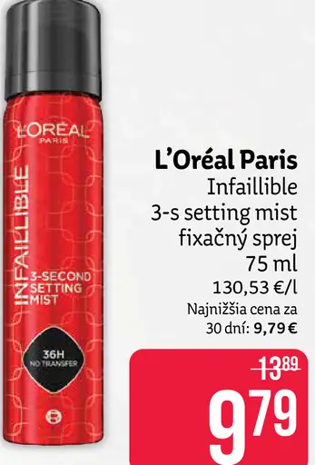 L'Oréal Paris Infallible 3-s nastaviteľný fixačný sprej