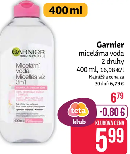 Garnier micelárna voda 2 druhy