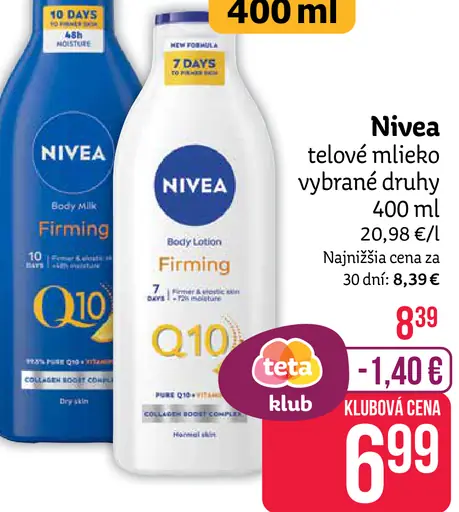 Nivea telové mlieko vybrané druhy