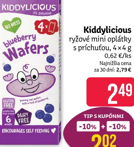 Kiddylicious ryžové mini oplátky s príchuťou