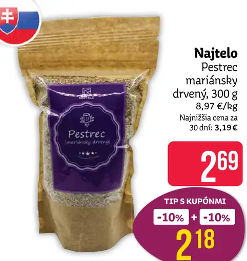 Najtelo Pestrec mariánsky drvený